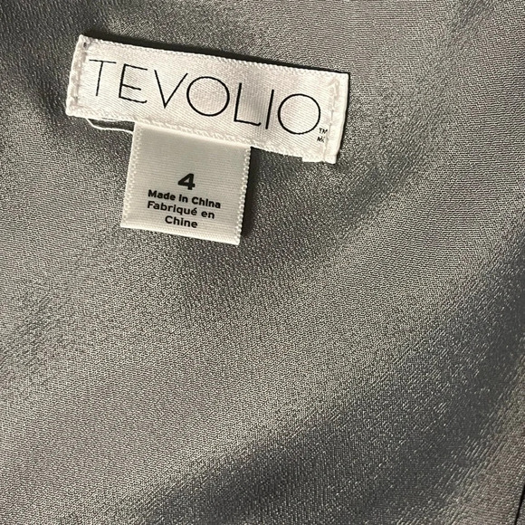 Tevolio Grey Chiffon A-Line Halter Knee-Length Dress with Pockets Sleeveless (4) - Picture 6 of 6